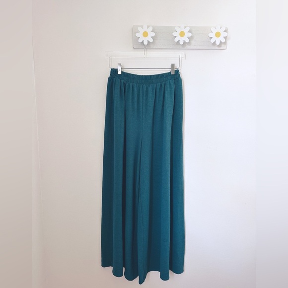 Free People Beach Teal Wide-Leg Elastic Pants women’s size medium - Picture 2 of 6